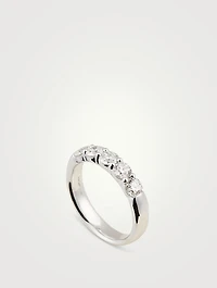 18K White Gold Signature Stone Band With Diamonds