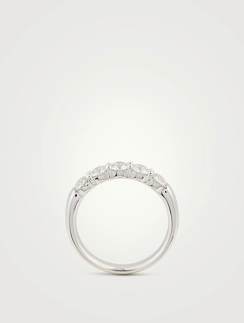 18K White Gold Signature Stone Band With Diamonds