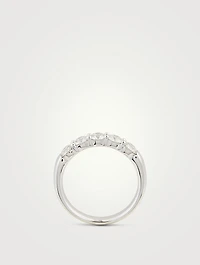 18K White Gold Signature Stone Band With Diamonds