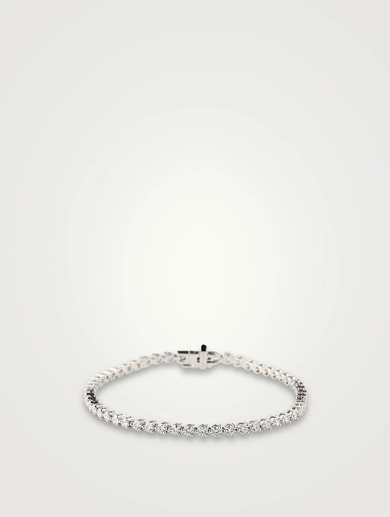 18K White Gold Temptation Three-Prong Bracelet With Diamonds