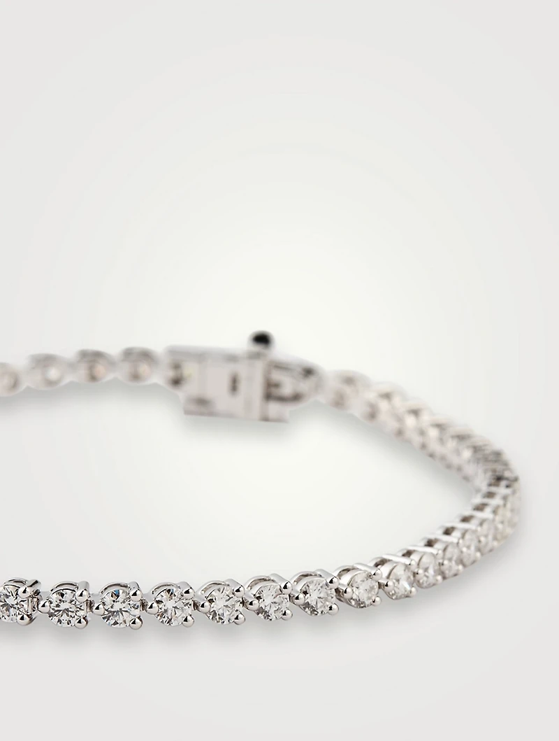 18K White Gold Temptation Three-Prong Bracelet With Diamonds
