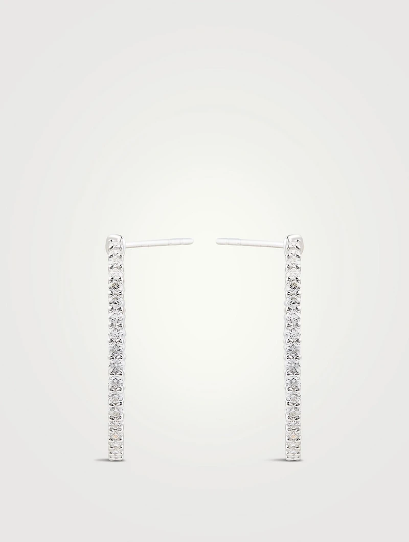 18K White Gold Signature Inside Out Small Hoop Earrings With Diamonds