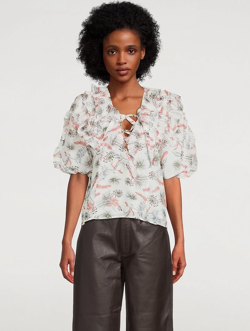 Ava Puff-Sleeve Top Floral Print