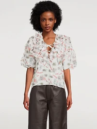 Ava Puff-Sleeve Top Floral Print