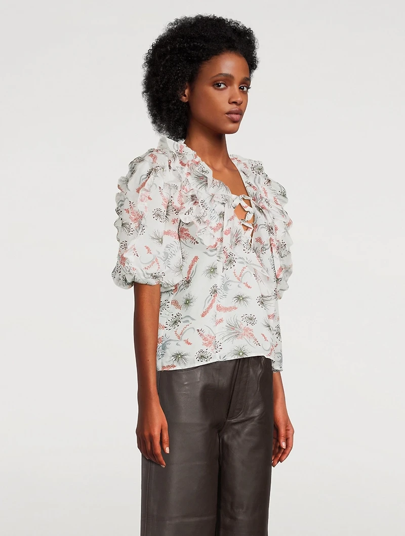 Ava Puff-Sleeve Top Floral Print