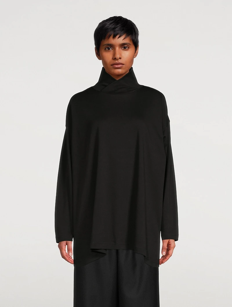 Overlapping Scrunch-Neck T-Shirt
