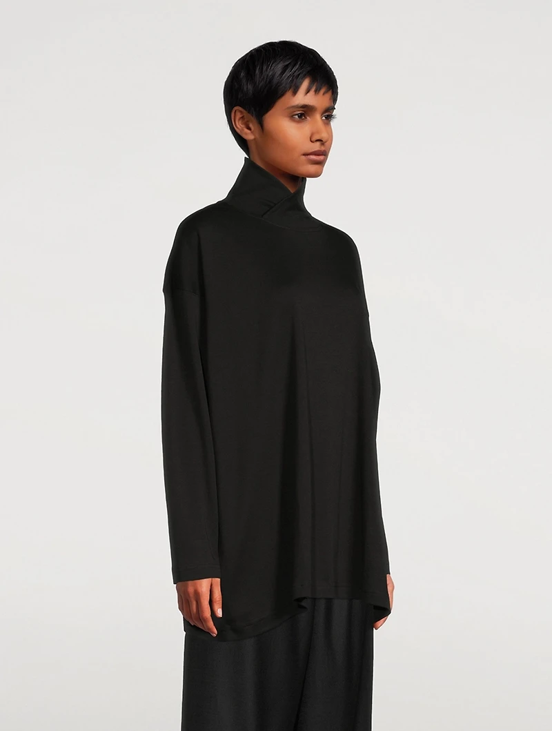 Overlapping Scrunch-Neck T-Shirt