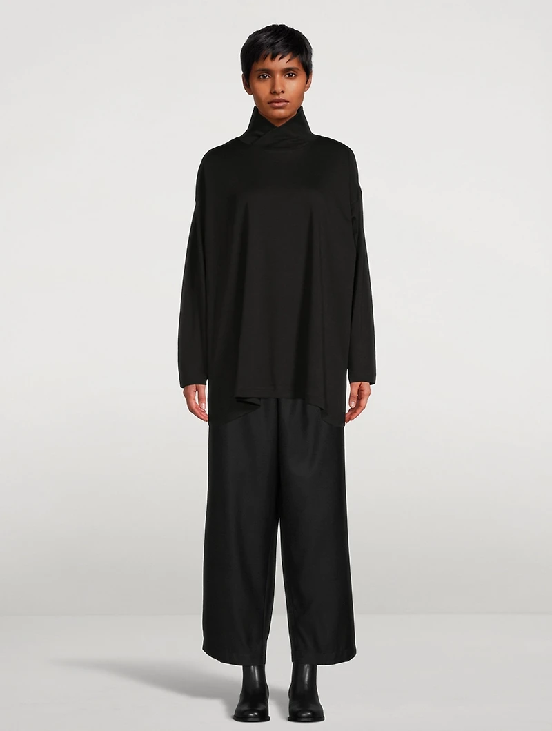 Overlapping Scrunch-Neck T-Shirt