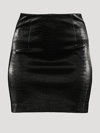 Luano Croc-Embossed Mini Skirt