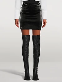 Luano Croc-Embossed Mini Skirt