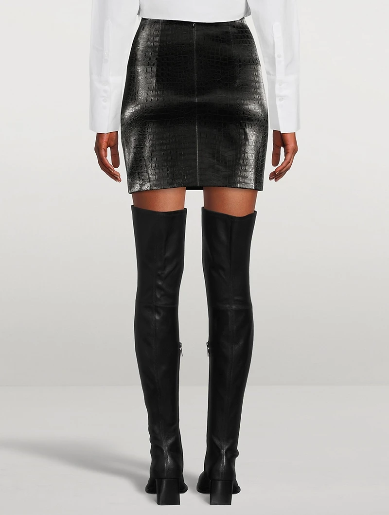 Luano Croc-Embossed Mini Skirt