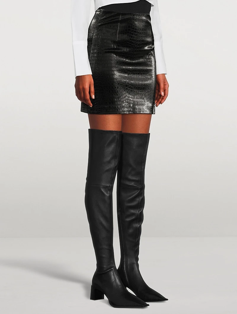 Luano Croc-Embossed Mini Skirt