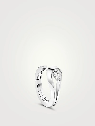 Serti 18K White Gold Inverse Hoop Earring With Diamond