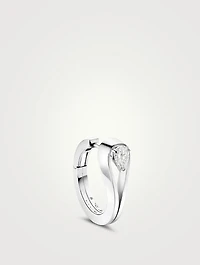 Serti 18K White Gold Inverse Hoop Earring With Diamond