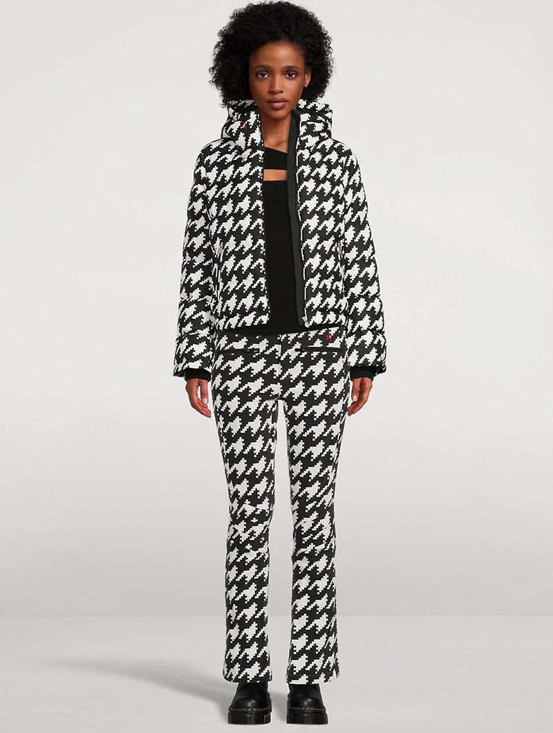 Polar Flare Down Jacket Houndstooth Print
