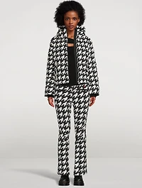 Polar Flare Down Jacket Houndstooth Print