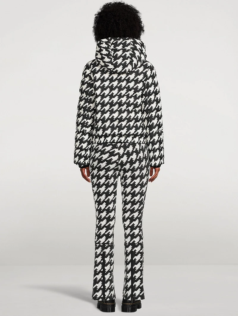Polar Flare Down Jacket Houndstooth Print