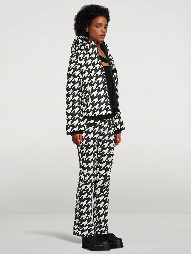 Polar Flare Down Jacket Houndstooth Print