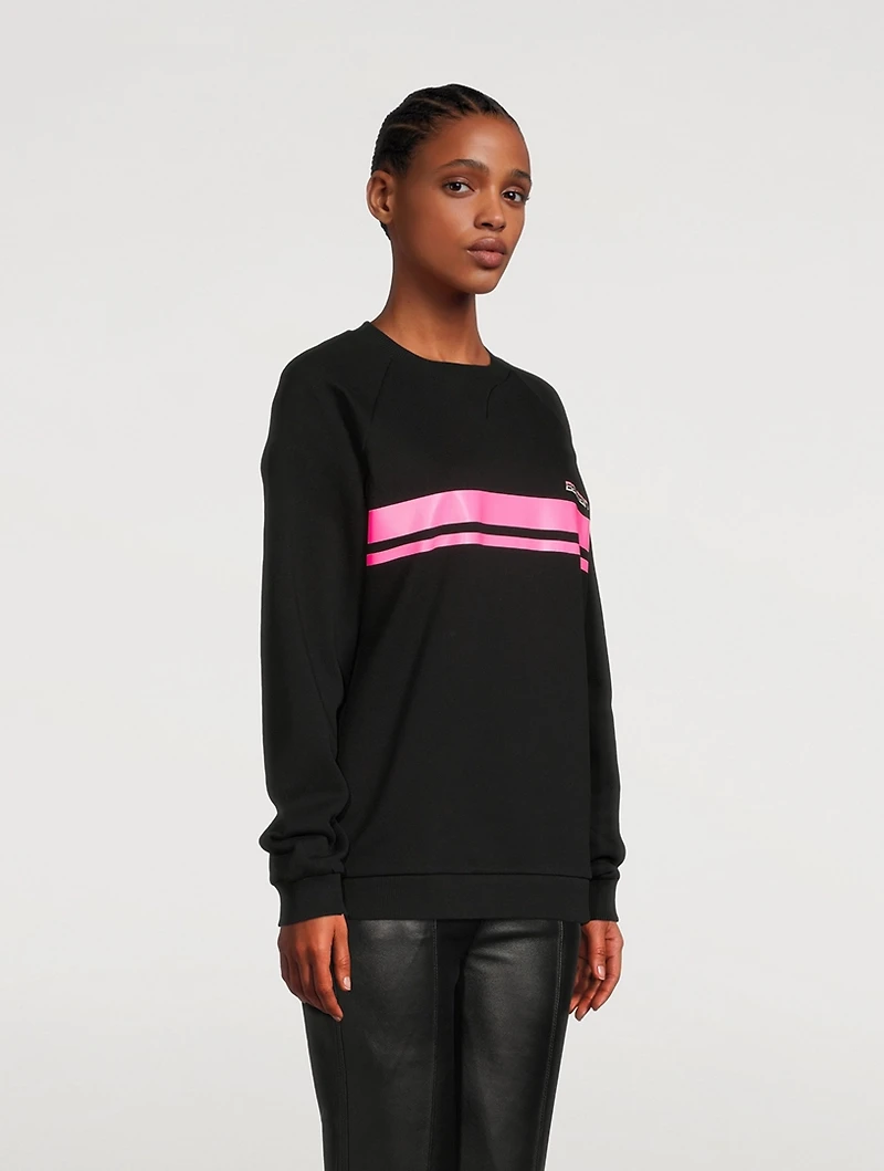 Cotton Logo Stripe Sweatshirt