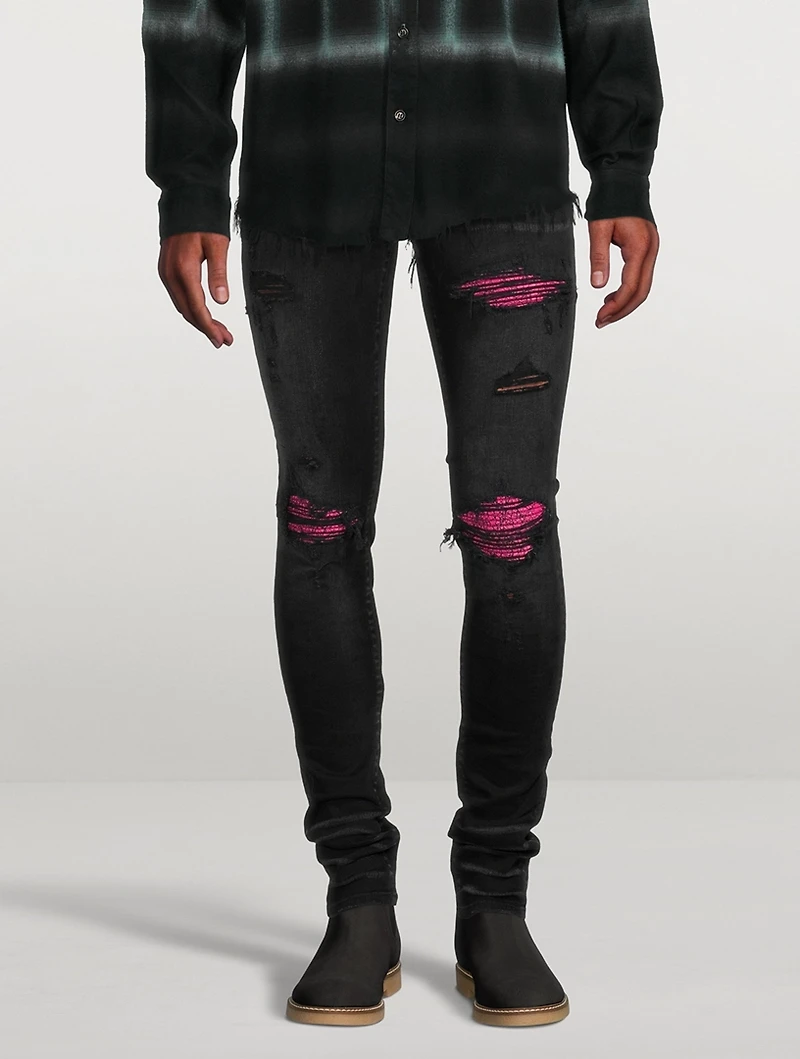 Mx1 Jeans With Cracked Pink Leather