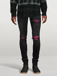 Mx1 Jeans With Cracked Pink Leather