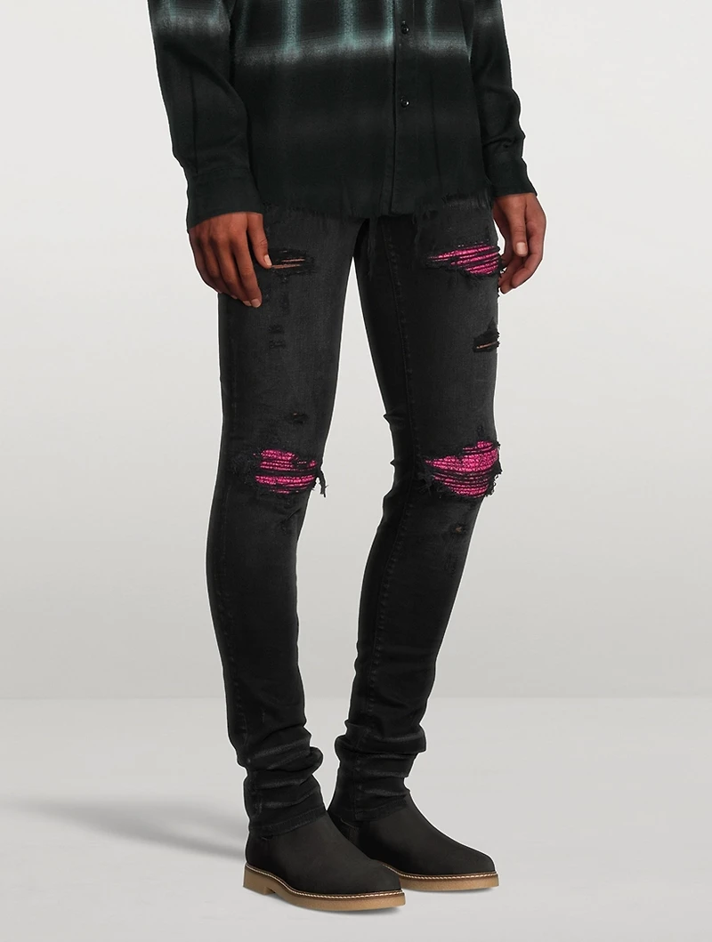 Mx1 Jeans With Cracked Pink Leather