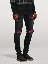 Mx1 Jeans With Cracked Pink Leather