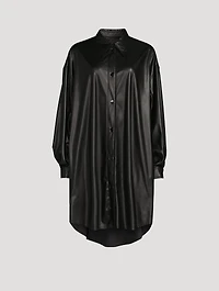 Faux Leather Shirt Dress