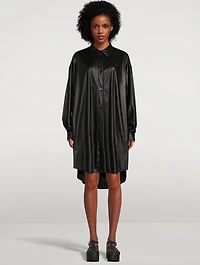 Faux Leather Shirt Dress