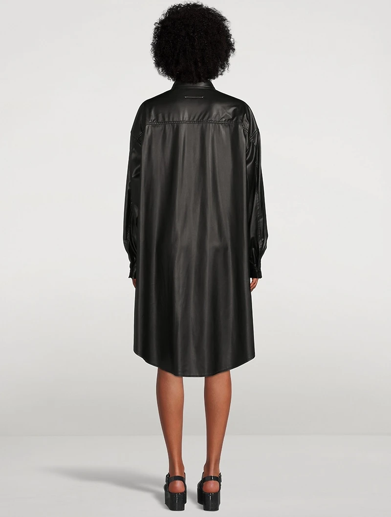 Faux Leather Shirt Dress