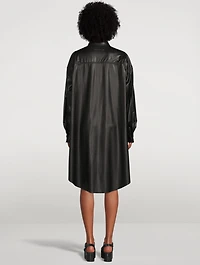 Faux Leather Shirt Dress