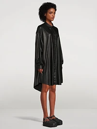 Faux Leather Shirt Dress
