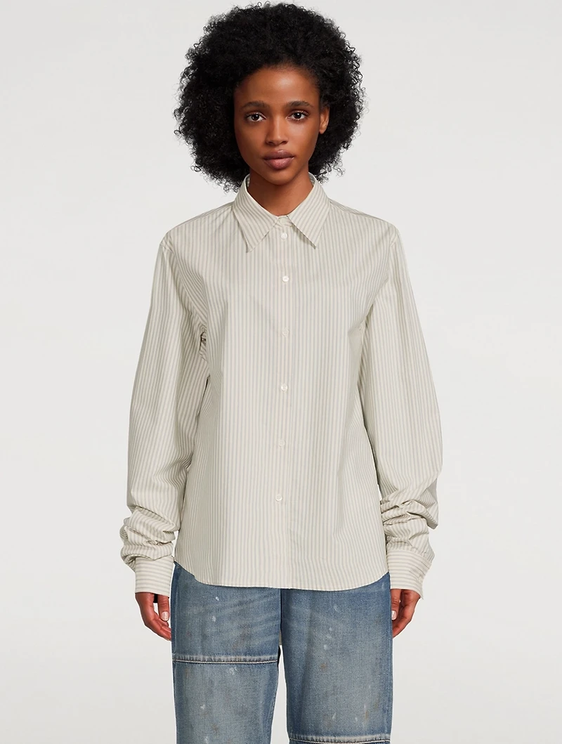 Multi-Wear Cotton Shirt Pinstripe Print