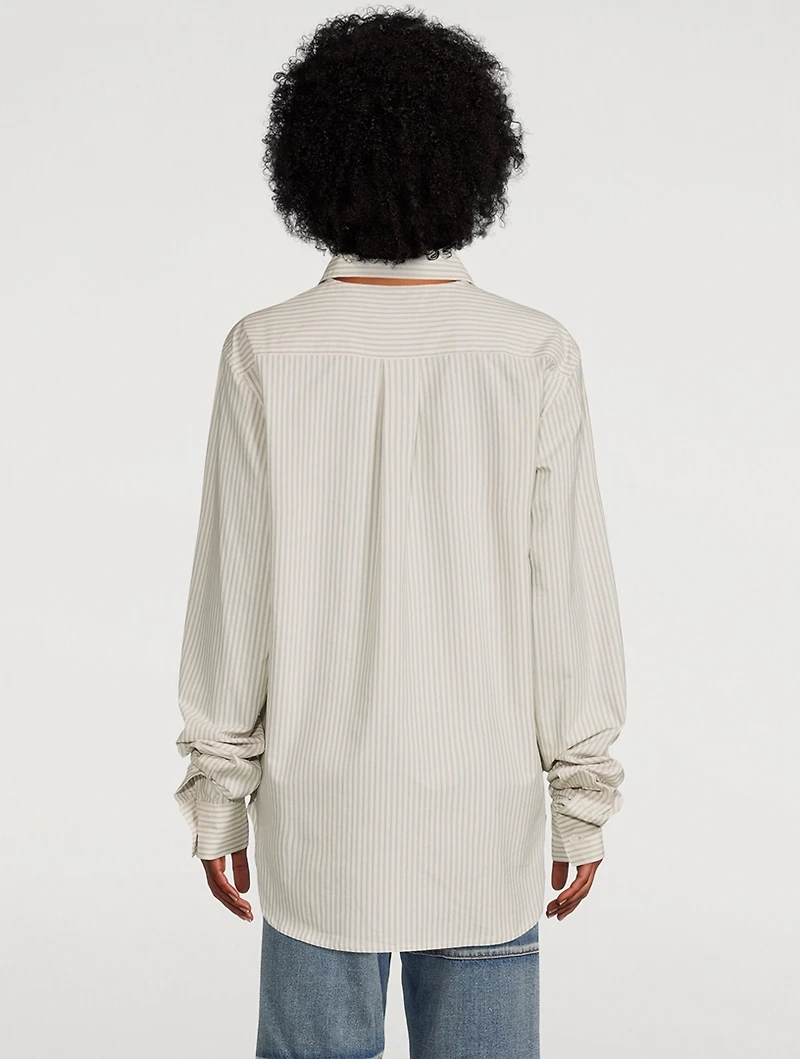 Multi-Wear Cotton Shirt Pinstripe Print