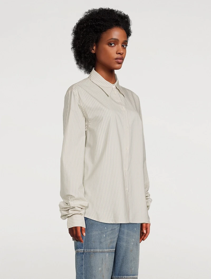 Multi-Wear Cotton Shirt Pinstripe Print