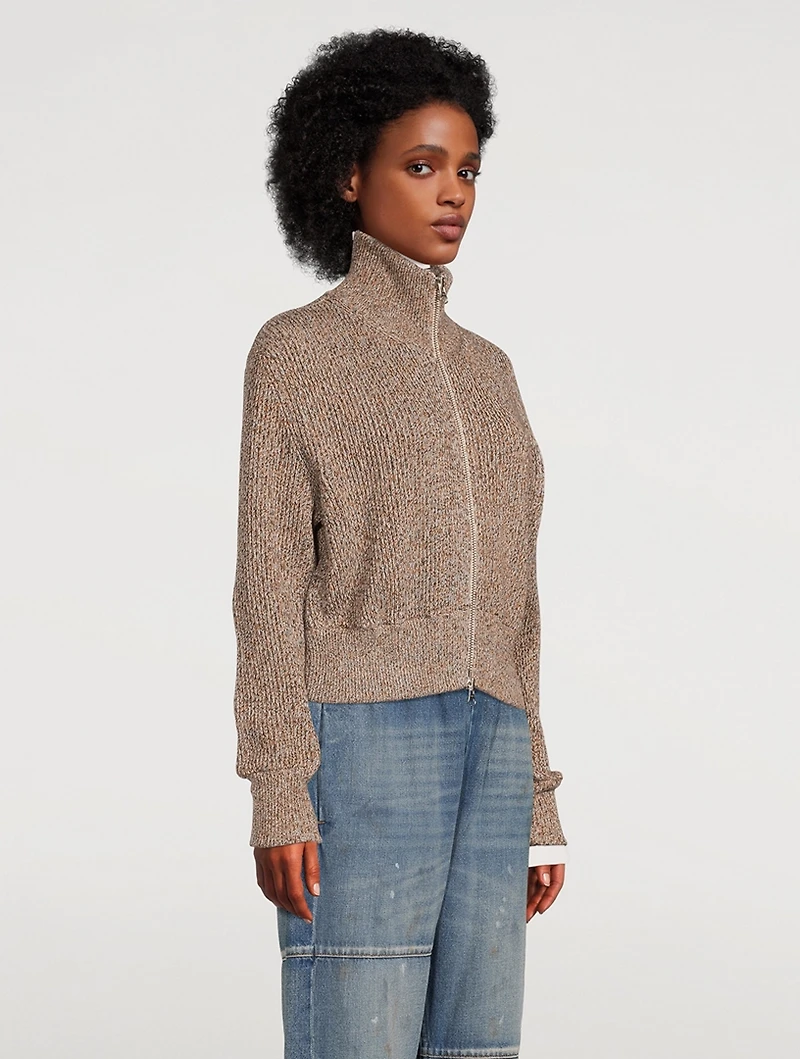 Double-Zip Knit Cardigan