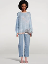 Ruffled Sweater Sky Print