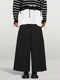 Creased Twill Wide-Leg Trousers