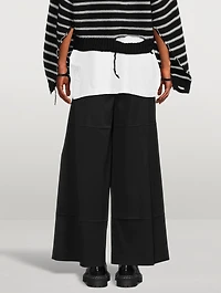 Creased Twill Wide-Leg Trousers