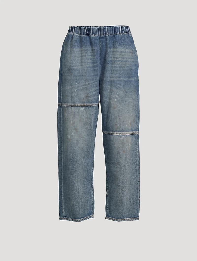 Denim Wide-Leg Joggers