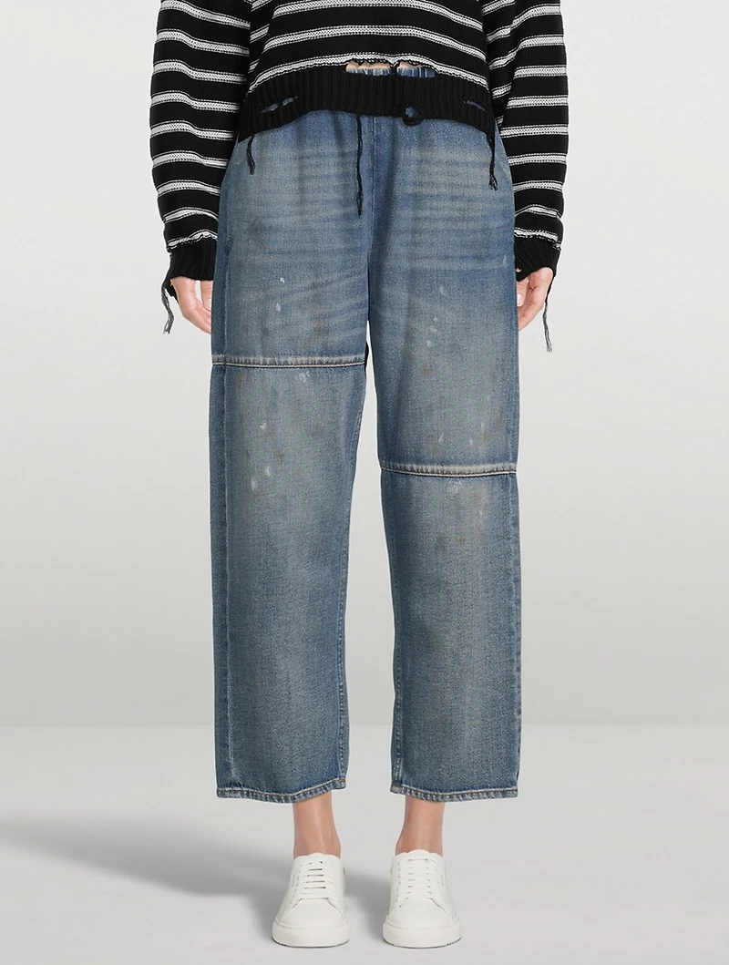 Denim Wide-Leg Joggers