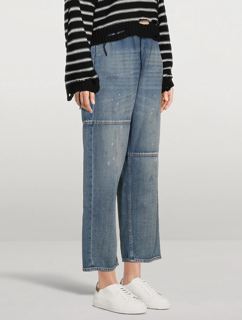 Denim Wide-Leg Joggers