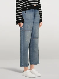 Denim Wide-Leg Joggers