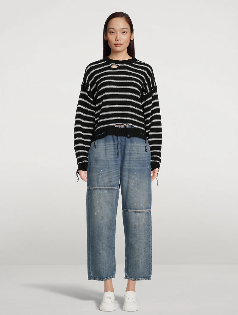 Denim Wide-Leg Joggers