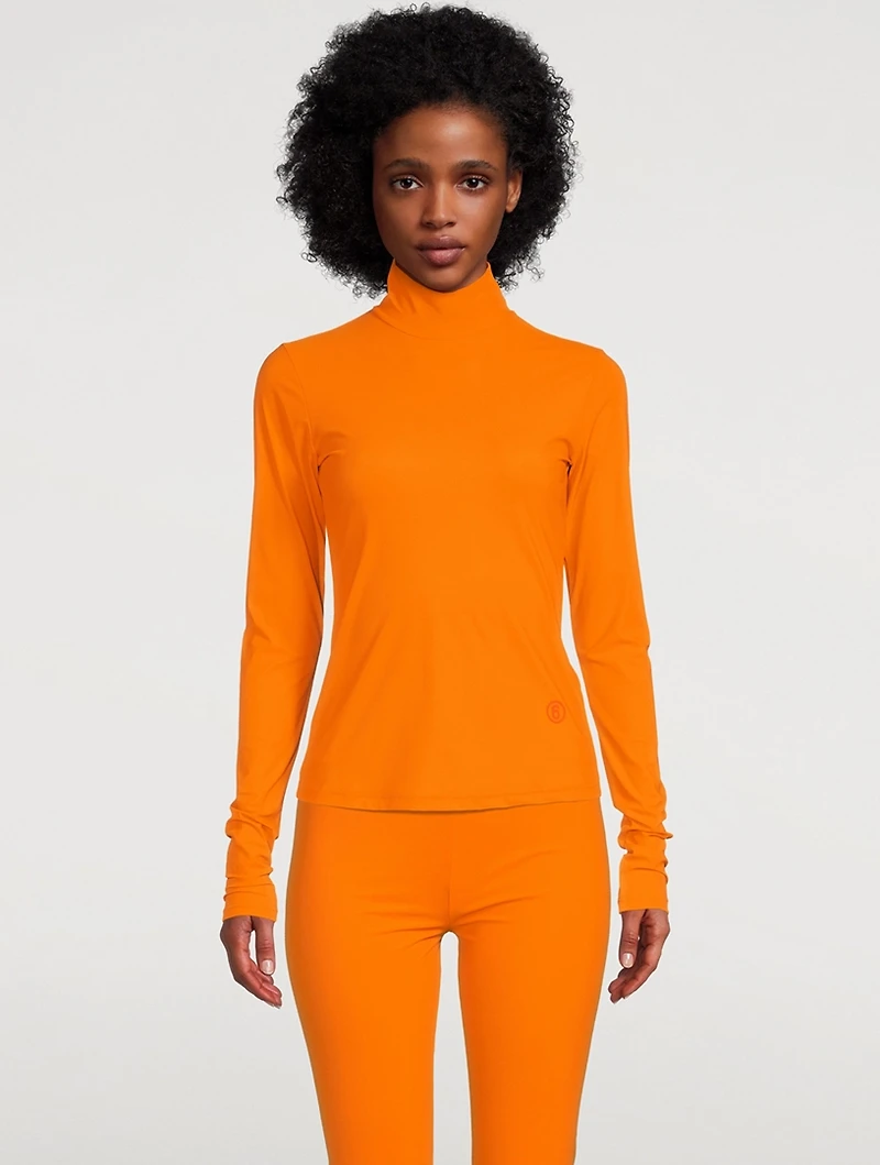 Tonal Logo Turtleneck Top