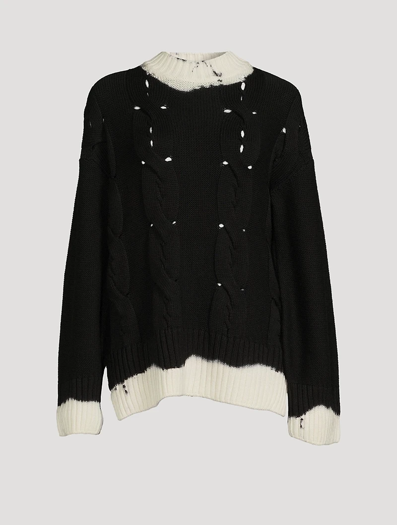 Dip-Dyed Cable-Knit Wool Sweater