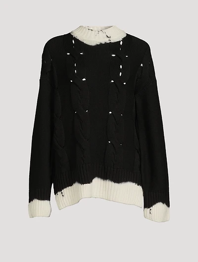 Dip-Dyed Cable-Knit Wool Sweater