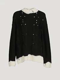 Dip-Dyed Cable-Knit Wool Sweater