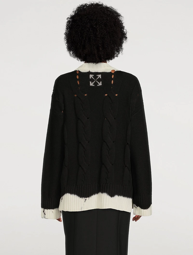 Dip-Dyed Cable-Knit Wool Sweater