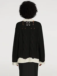 Dip-Dyed Cable-Knit Wool Sweater